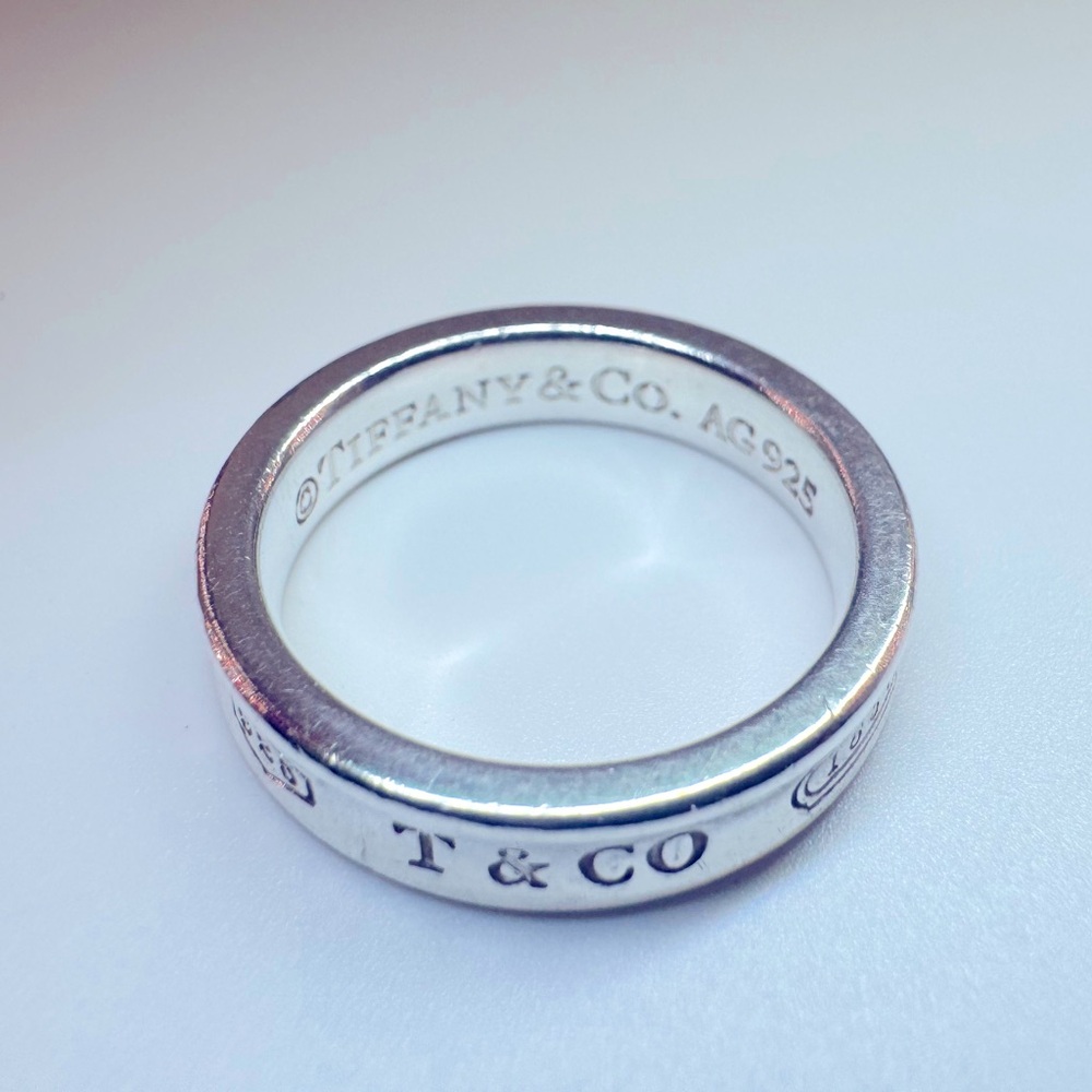 Tiffany and Co Thin Concave Band Ring SZ 4 AG 925 Vintage Collectible 1837 AUTH - Picture 4 of 11